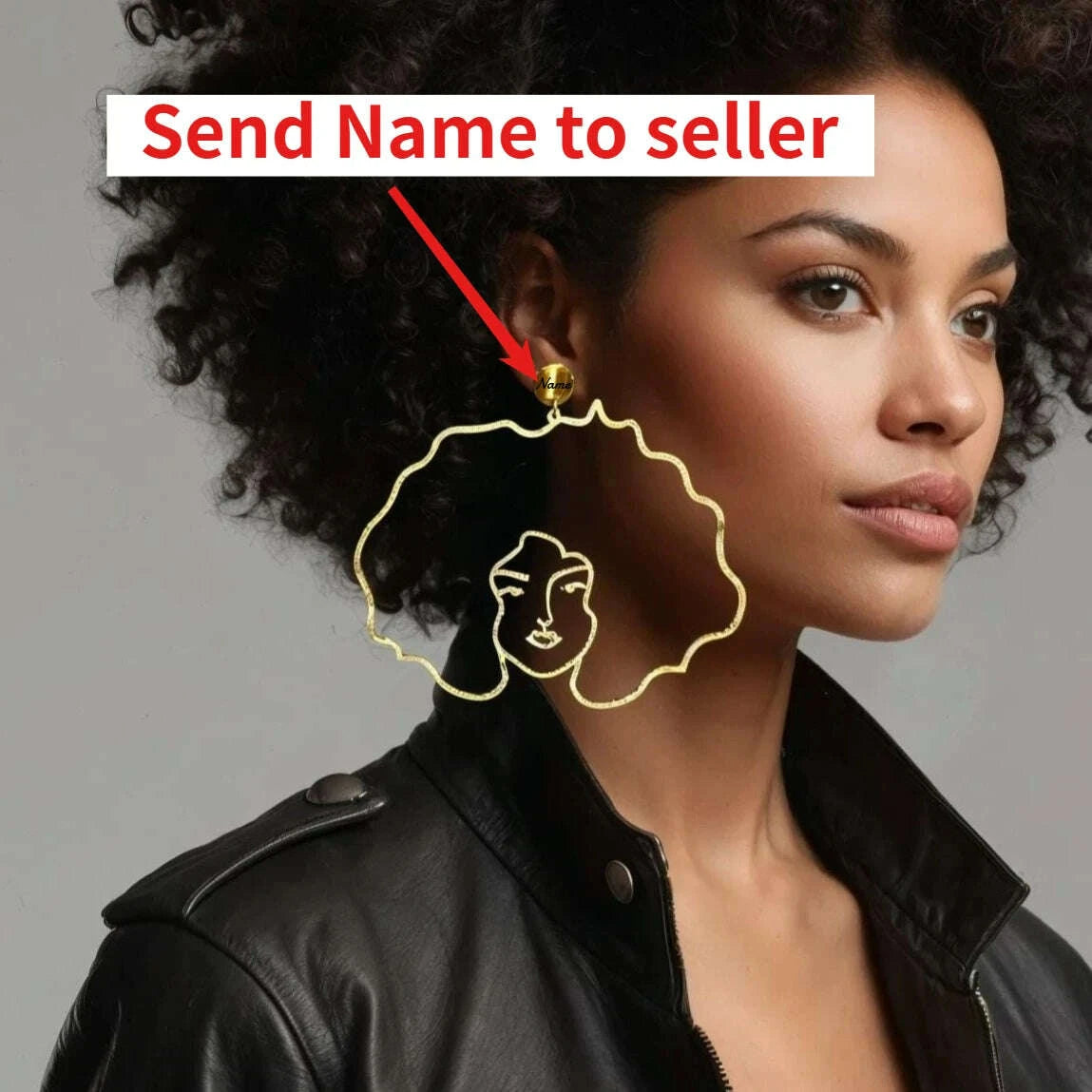 Oversized Faceline Earrings Luxurious 18k Gold Gold Plated African Woman Earrings Exaggerated Afro Hair Earrings for Women Girls
