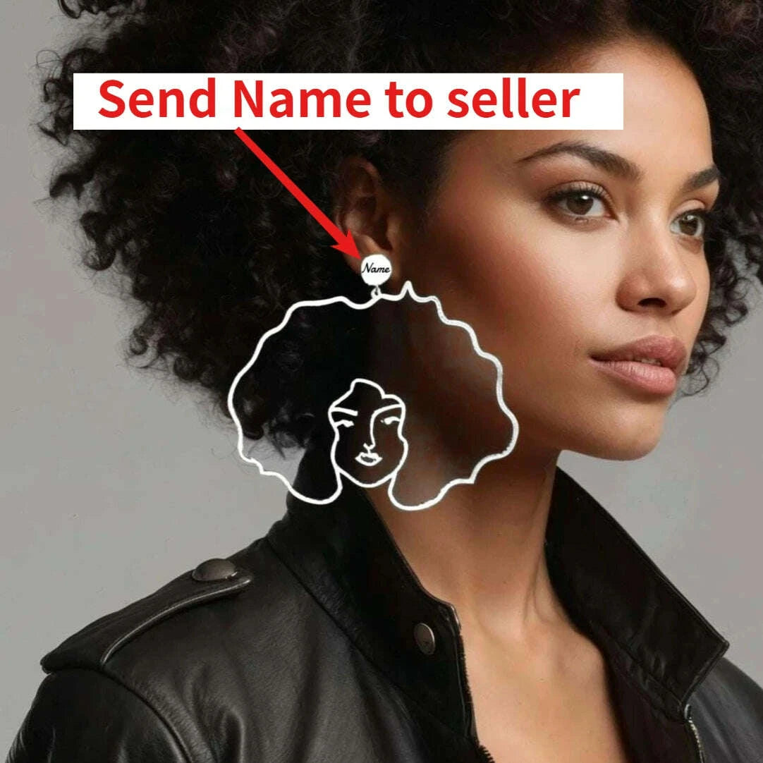 Oversized Faceline Earrings Luxurious 18k Gold Gold Plated African Woman Earrings Exaggerated Afro Hair Earrings for Women Girls