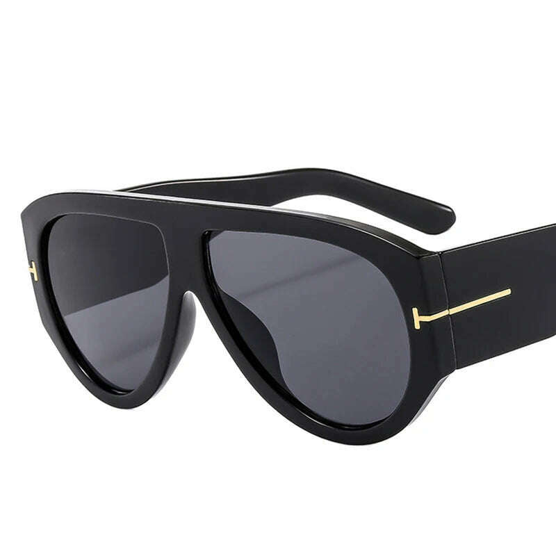 KIMLUD, Oversized Pilot Sunglasses Women Fashion 2023 Luxury Big Frame One Piece Gradient Sunglasses Retro Classic Thick Shades, KIMLUD Womens Clothes