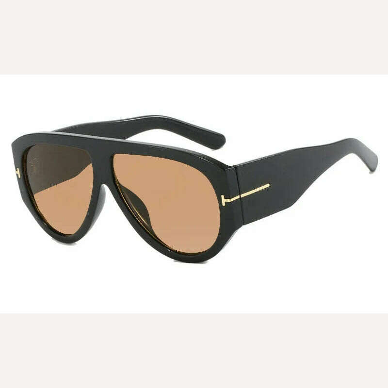 Oversized Pilot Sunglasses Women Fashion 2023 Luxury Big Frame One Piece Gradient Sunglasses Retro Classic Thick Shades - KIMLUD