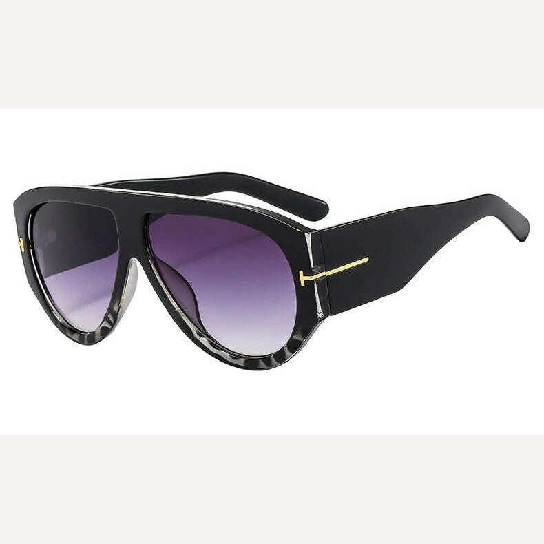 KIMLUD, Oversized Pilot Sunglasses Women Fashion 2023 Luxury Big Frame One Piece Gradient Sunglasses Retro Classic Thick Shades, Black Gray / Other, KIMLUD Womens Clothes