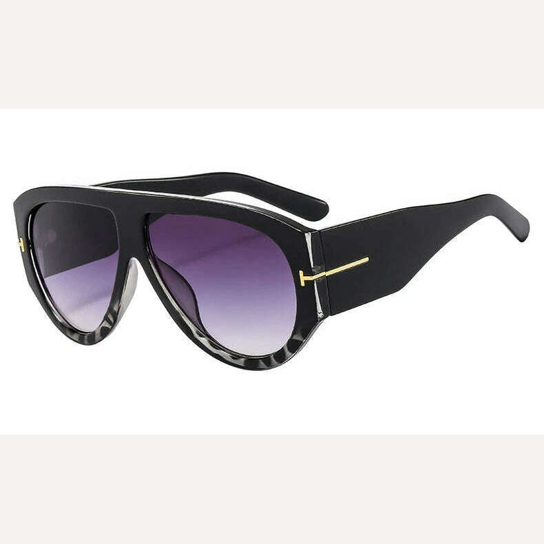 Oversized Pilot Sunglasses Women Fashion 2023 Luxury Big Frame One Piece Gradient Sunglasses Retro Classic Thick Shades - KIMLUD