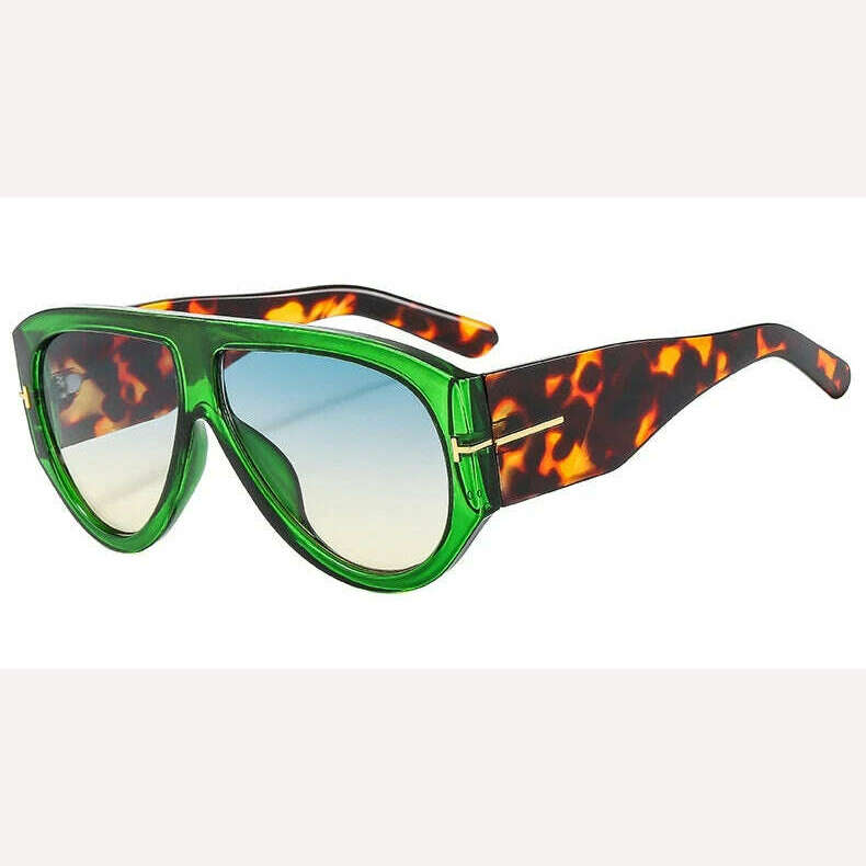 KIMLUD, Oversized Pilot Sunglasses Women Fashion 2023 Luxury Big Frame One Piece Gradient Sunglasses Retro Classic Thick Shades, Green Leopard Tea / Other, KIMLUD Womens Clothes