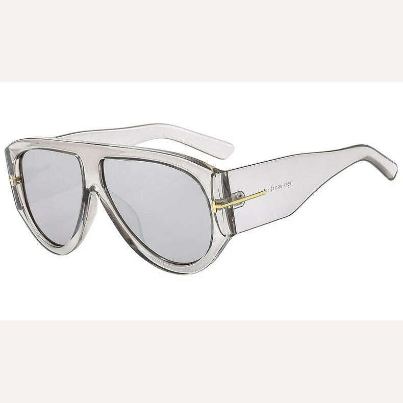 KIMLUD, Oversized Pilot Sunglasses Women Fashion 2023 Luxury Big Frame One Piece Gradient Sunglasses Retro Classic Thick Shades, Gray Silver / Other, KIMLUD Womens Clothes