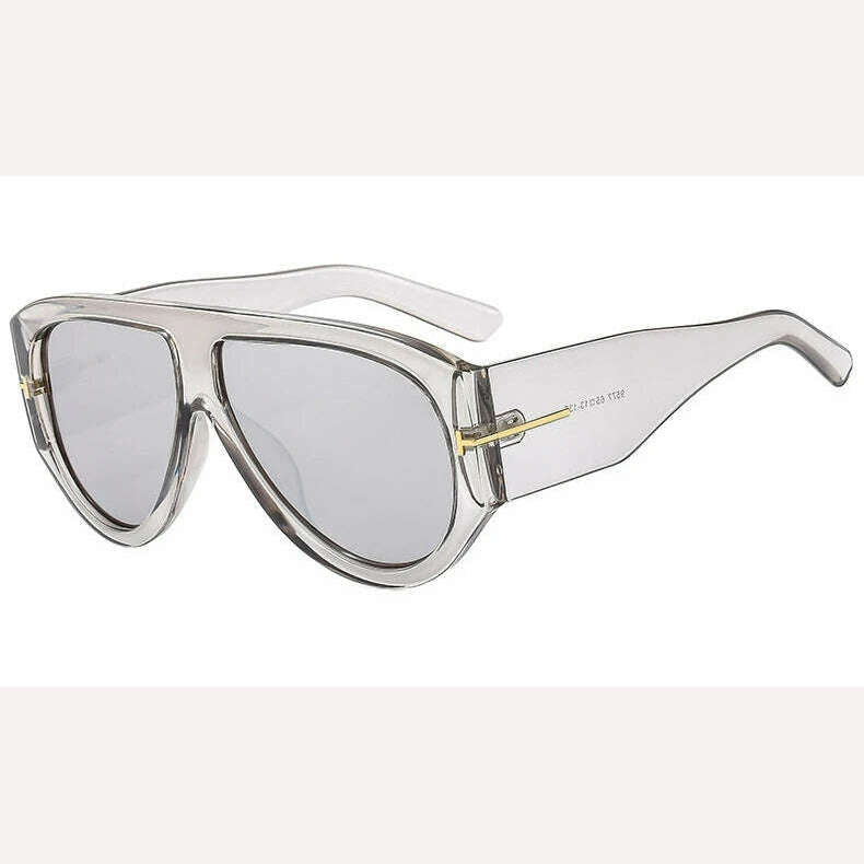Oversized Pilot Sunglasses Women Fashion 2023 Luxury Big Frame One Piece Gradient Sunglasses Retro Classic Thick Shades - KIMLUD