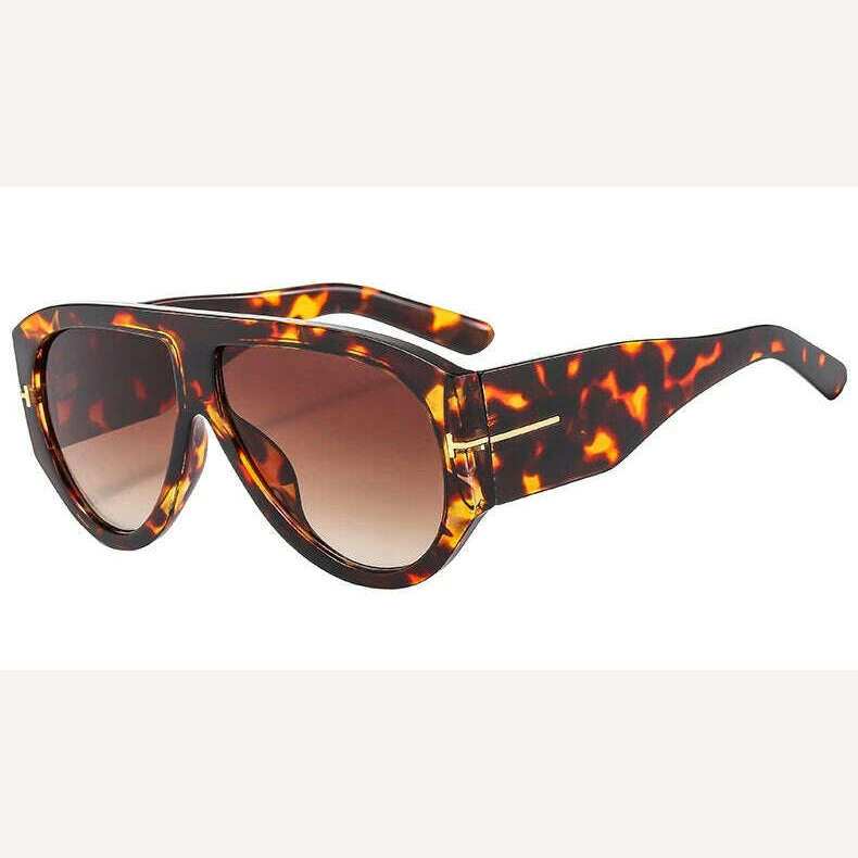 Oversized Pilot Sunglasses Women Fashion 2023 Luxury Big Frame One Piece Gradient Sunglasses Retro Classic Thick Shades - KIMLUD