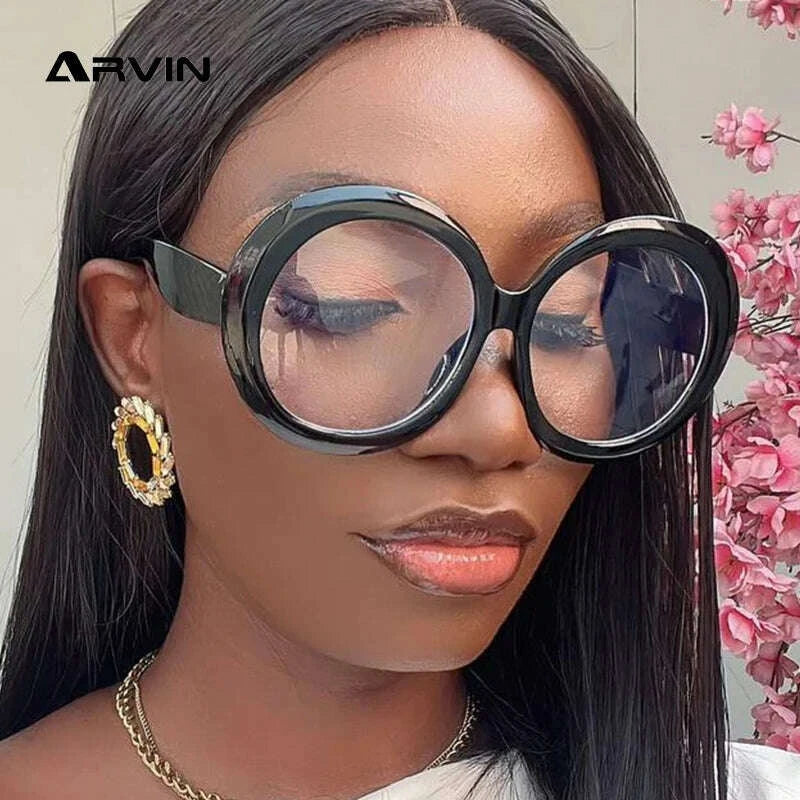 Oversized Round Eyeglasses Frames Women New Fashion Luxury Designer Ladies Glasses Candy Color Non-prescription Spectacles