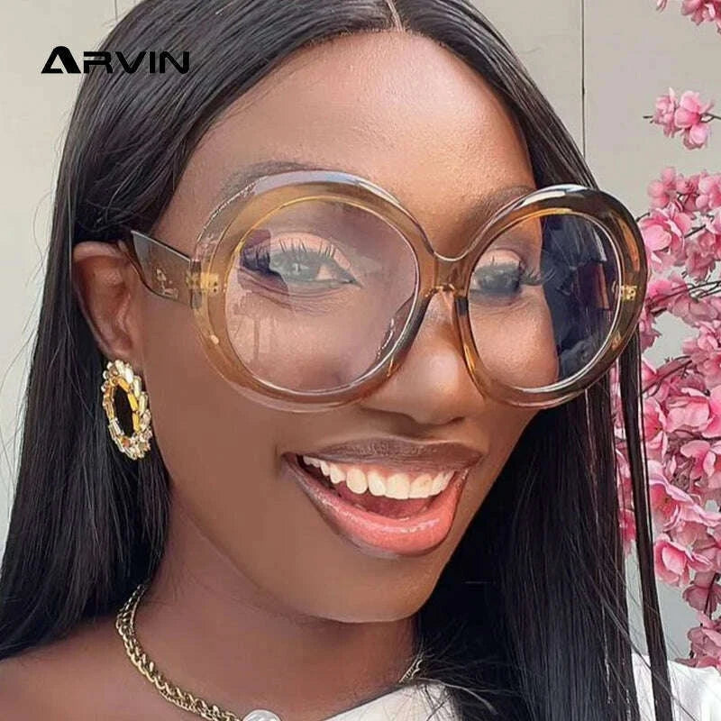 Oversized Round Eyeglasses Frames Women New Fashion Luxury Designer Ladies Glasses Candy Color Non-prescription Spectacles