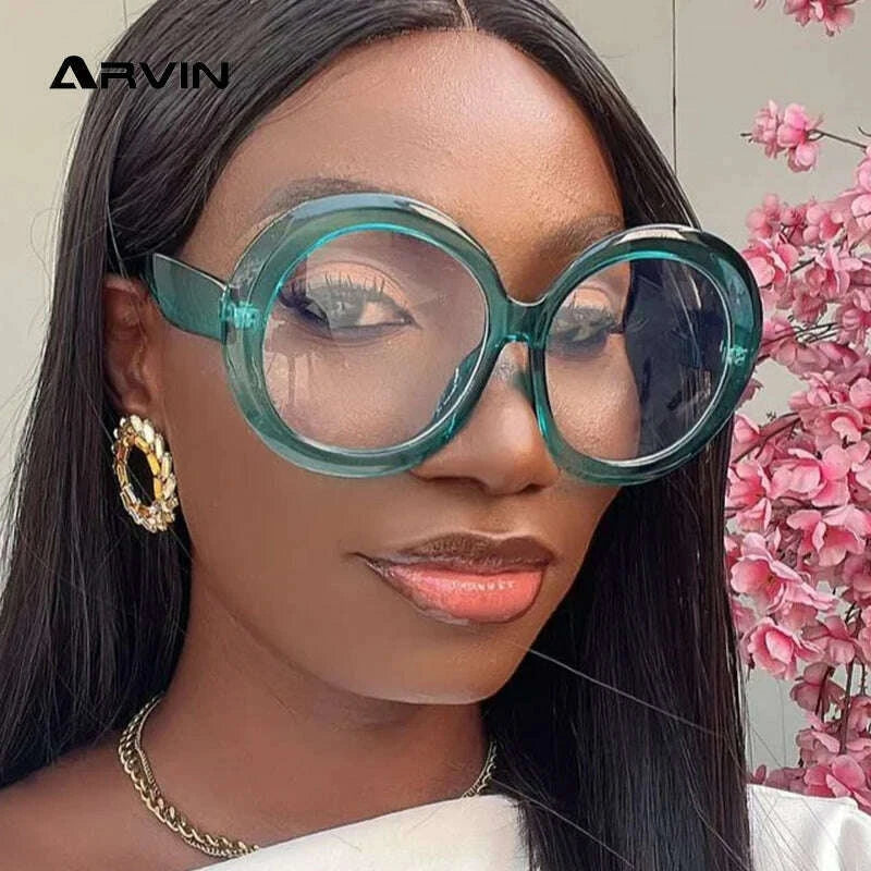 Oversized Round Eyeglasses Frames Women New Fashion Luxury Designer Ladies Glasses Candy Color Non-prescription Spectacles