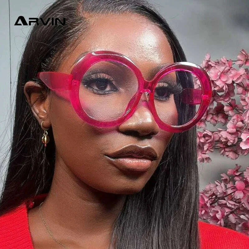 Oversized Round Eyeglasses Frames Women New Fashion Luxury Designer Ladies Glasses Candy Color Non-prescription Spectacles