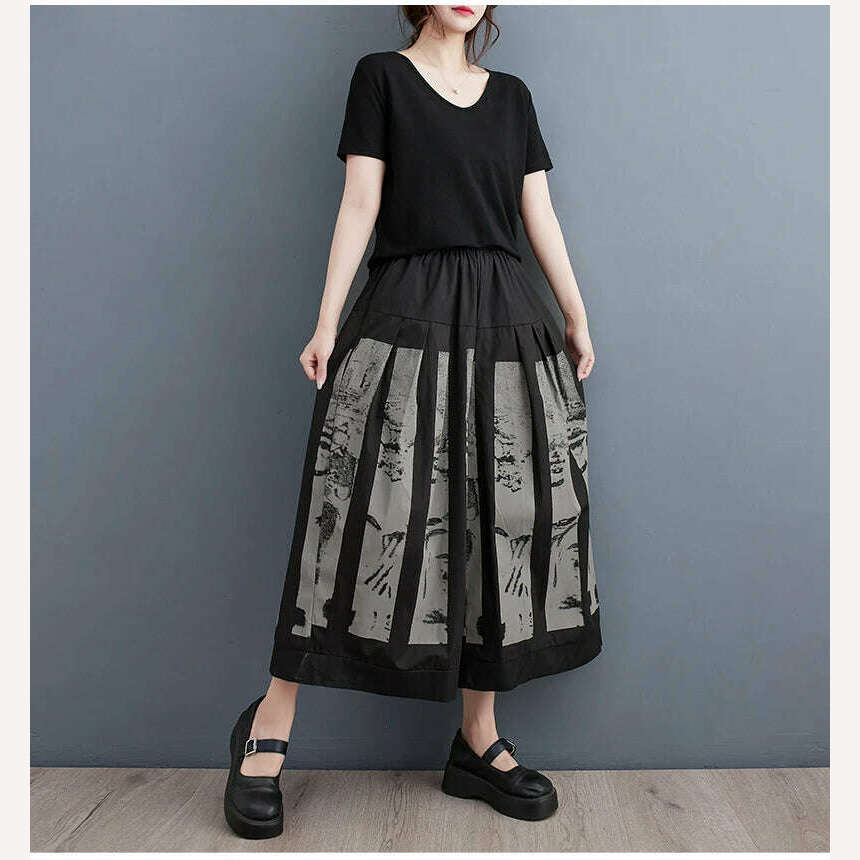 KIMLUD, Oversized Summer Pleated Pants Women Vitage Wide Leg Loose Ladies Trousers Elastic High Waist 2024 Fashion Casual Woman Pants, KIMLUD Womens Clothes