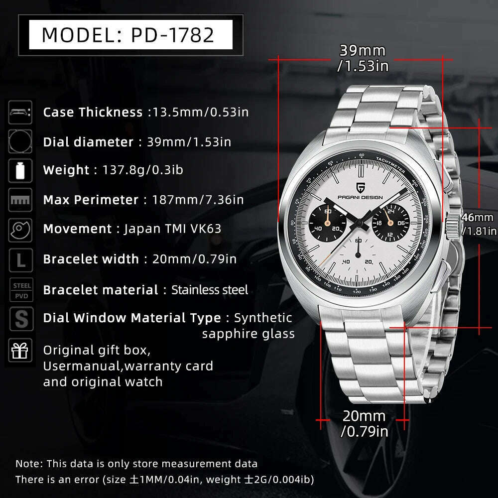 KIMLUD, PAGANI DESIGN 2023 NEW Turtle Back Chronograph 1782 fashion quartz wristwatch for Man Luminous Waterproof Watch Reloj hombre, KIMLUD Womens Clothes