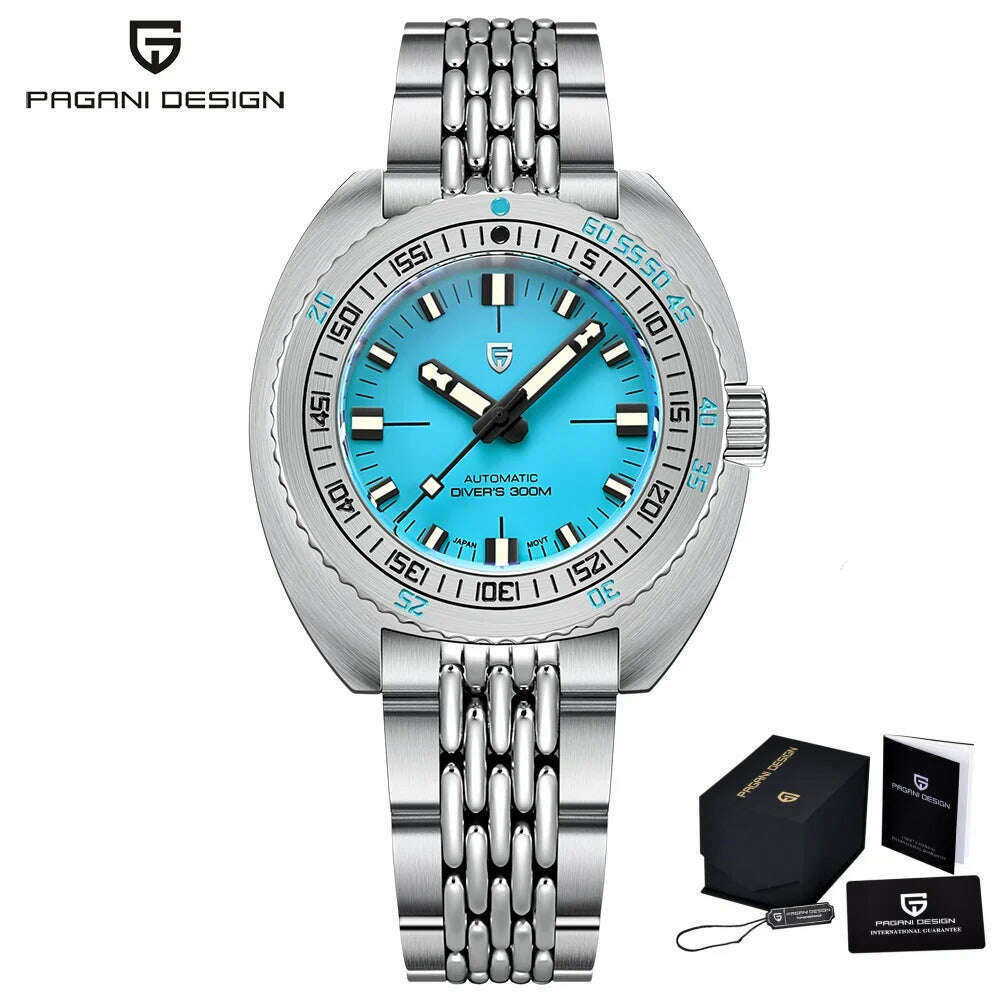 KIMLUD, PAGANI DESIGN 2024 New Men's Automatic Mechanical Divers Watches NH38 Sapphire Stainless Steel 300m Waterproof AR Watch for Men, SkyBlue, KIMLUD APPAREL - Womens Clothes