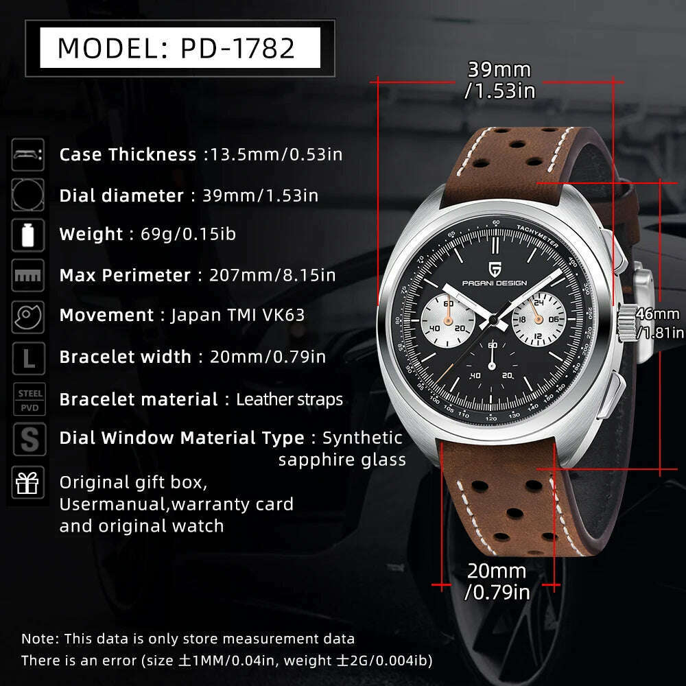 KIMLUD, PAGANI DESIGN 2024 NEW Turtle Back Chronograph 1782 Watch for Man Fashion Men's Quartz Watch Luminous relogios masculino, KIMLUD Womens Clothes