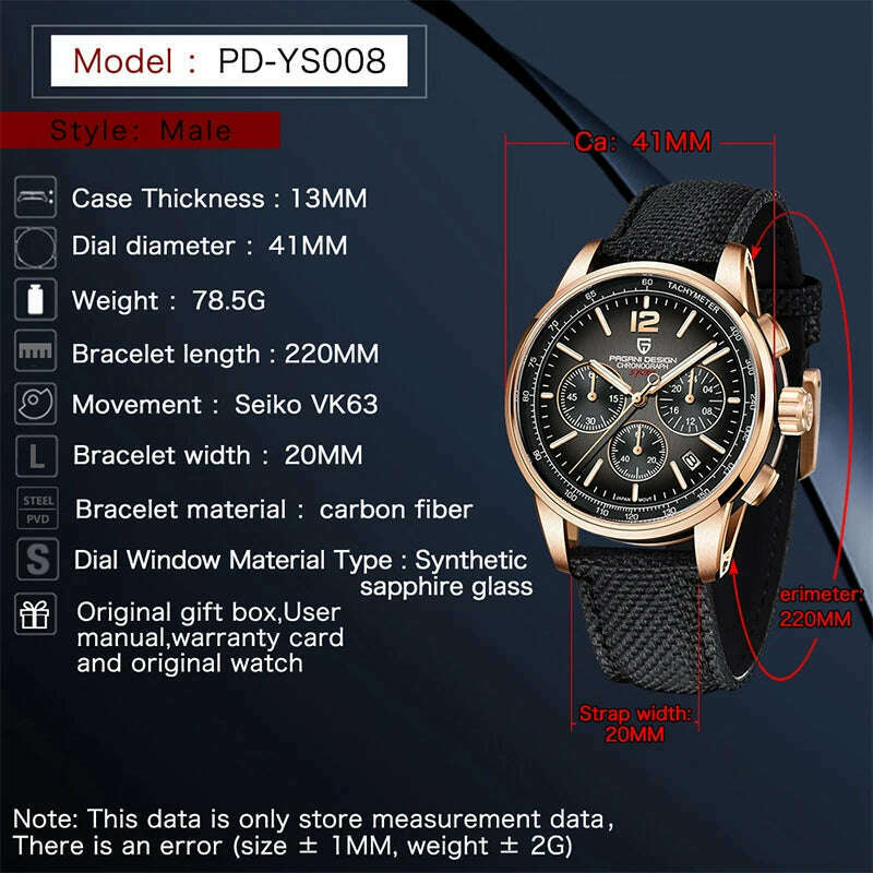 KIMLUD, PAGANI DESIGN New Luxury Chronograph Men Watch Top Brand Quartz Wristwatches Sapphire Glass Stainless Steel Waterproof Clock, KIMLUD Womens Clothes