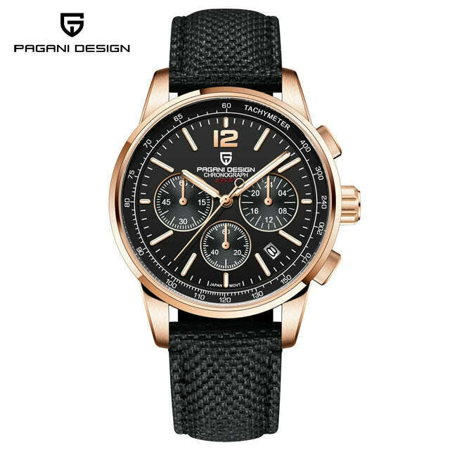 KIMLUD, PAGANI DESIGN New Luxury Chronograph Men Watch Top Brand Quartz Wristwatches Sapphire Glass Stainless Steel Waterproof Clock, Gold black, KIMLUD APPAREL - Womens Clothes
