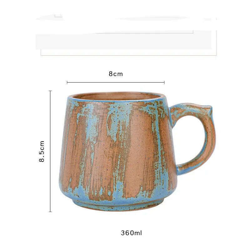 KIMLUD, Painted Ceramic Coffee Mug Handmade Retro Tea Mug Japanese Coarse Pottery Coffee Cup Creative Household Water Cup, KIMLUD Womens Clothes