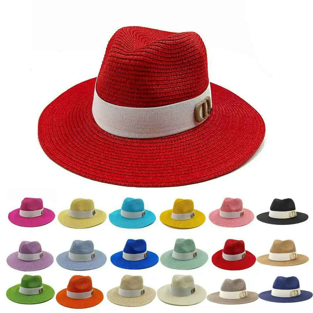 KIMLUD, Panama Jazz Cap Summer Hats For Women Men New Colorful Sun Hat Outdoor Straw Hat Sun Protection Beach Hat Unisex Straw Hat 2022, KIMLUD Women's Clothes