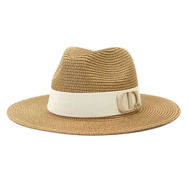 KIMLUD, Panama Jazz Cap Summer Hats For Women Men New Colorful Sun Hat Outdoor Straw Hat Sun Protection Beach Hat Unisex Straw Hat 2022, 05 / China / 56-58cm, KIMLUD Womens Clothes