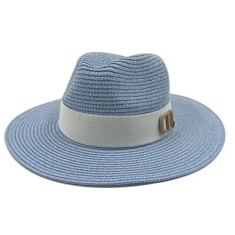 KIMLUD, Panama Jazz Cap Summer Hats For Women Men New Colorful Sun Hat Outdoor Straw Hat Sun Protection Beach Hat Unisex Straw Hat 2022, 09 / China / 56-58cm, KIMLUD Womens Clothes
