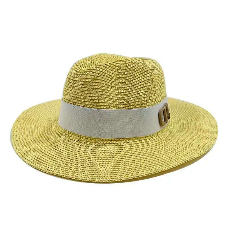 KIMLUD, Panama Jazz Cap Summer Hats For Women Men New Colorful Sun Hat Outdoor Straw Hat Sun Protection Beach Hat Unisex Straw Hat 2022, 19 / China / 56-58cm, KIMLUD Womens Clothes