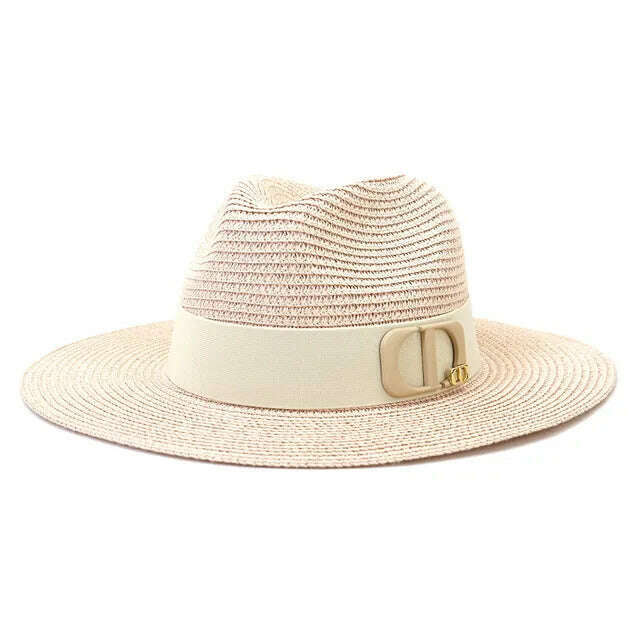 KIMLUD, Panama Jazz Cap Summer Hats For Women Men New Colorful Sun Hat Outdoor Straw Hat Sun Protection Beach Hat Unisex Straw Hat 2022, 04 / China / 56-58cm, KIMLUD Womens Clothes