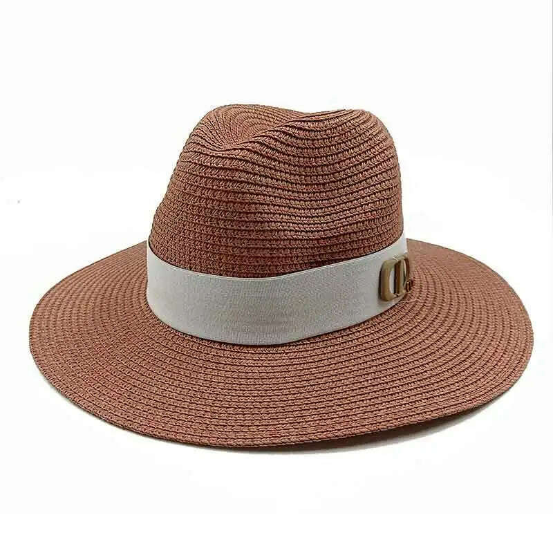 KIMLUD, Panama Jazz Cap Summer Hats For Women Men New Colorful Sun Hat Outdoor Straw Hat Sun Protection Beach Hat Unisex Straw Hat 2022, 12 / China / 56-58cm, KIMLUD Womens Clothes