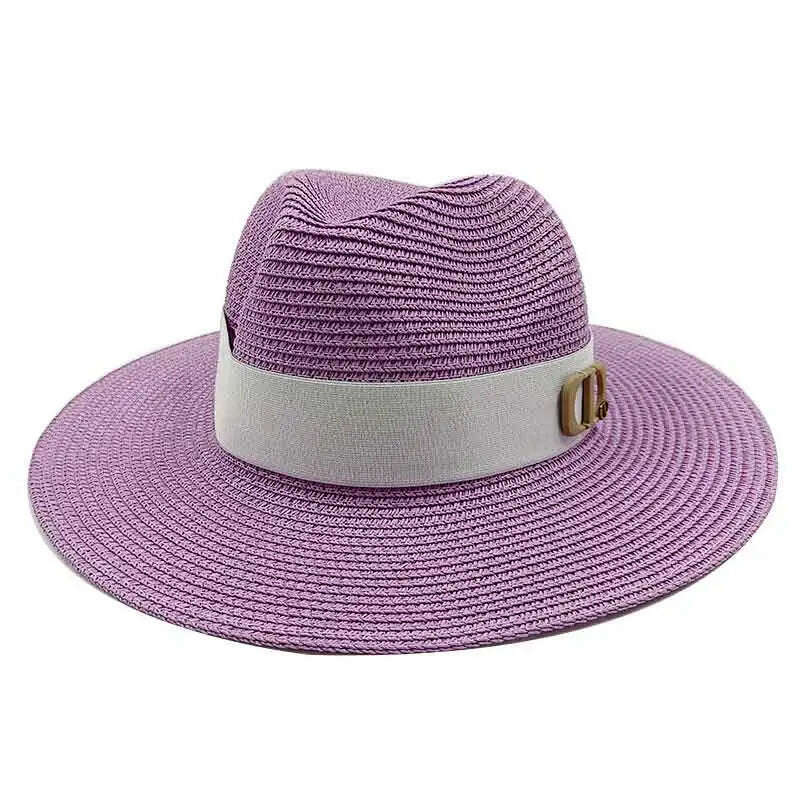 KIMLUD, Panama Jazz Cap Summer Hats For Women Men New Colorful Sun Hat Outdoor Straw Hat Sun Protection Beach Hat Unisex Straw Hat 2022, 10 / China / 56-58cm, KIMLUD Womens Clothes