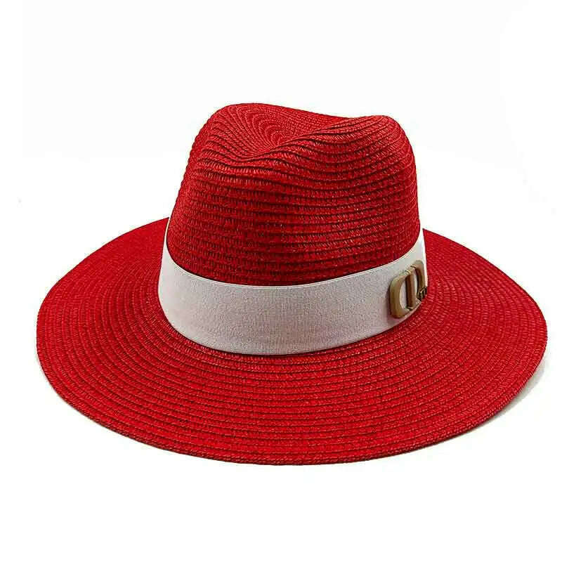 KIMLUD, Panama Jazz Cap Summer Hats For Women Men New Colorful Sun Hat Outdoor Straw Hat Sun Protection Beach Hat Unisex Straw Hat 2022, 08 / China / 56-58cm, KIMLUD Womens Clothes
