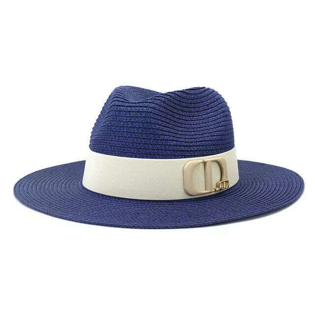 KIMLUD, Panama Jazz Cap Summer Hats For Women Men New Colorful Sun Hat Outdoor Straw Hat Sun Protection Beach Hat Unisex Straw Hat 2022, 06 / China / 56-58cm, KIMLUD Womens Clothes