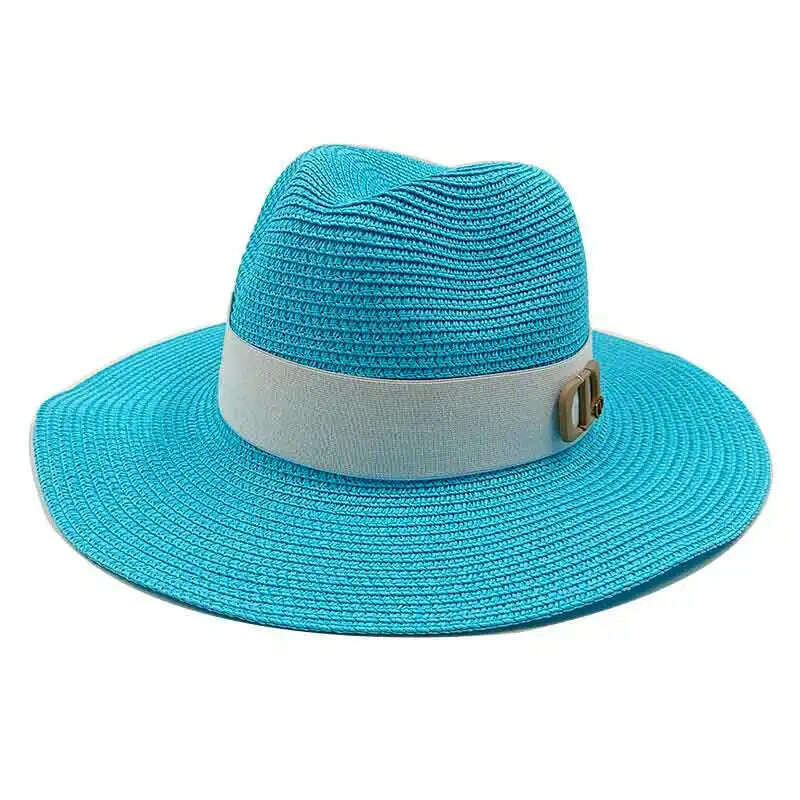 KIMLUD, Panama Jazz Cap Summer Hats For Women Men New Colorful Sun Hat Outdoor Straw Hat Sun Protection Beach Hat Unisex Straw Hat 2022, 11 / China / 56-58cm, KIMLUD Womens Clothes