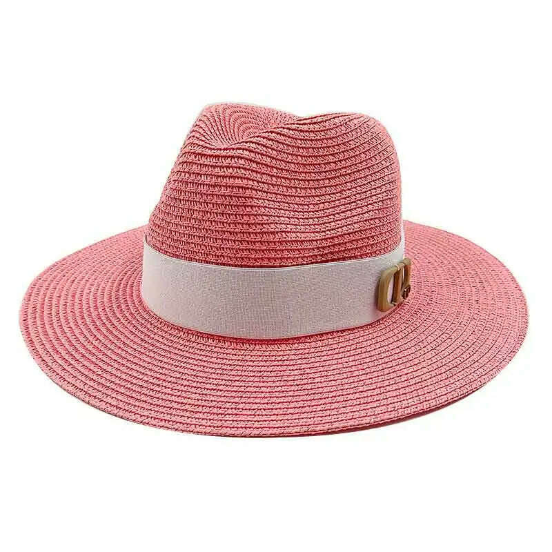 KIMLUD, Panama Jazz Cap Summer Hats For Women Men New Colorful Sun Hat Outdoor Straw Hat Sun Protection Beach Hat Unisex Straw Hat 2022, 20 / China / 56-58cm, KIMLUD Womens Clothes