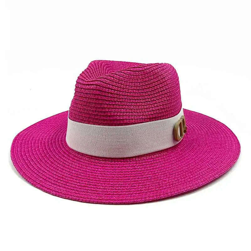 KIMLUD, Panama Jazz Cap Summer Hats For Women Men New Colorful Sun Hat Outdoor Straw Hat Sun Protection Beach Hat Unisex Straw Hat 2022, 15 / China / 56-58cm, KIMLUD Womens Clothes