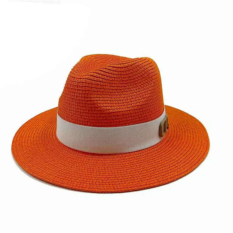 KIMLUD, Panama Jazz Cap Summer Hats For Women Men New Colorful Sun Hat Outdoor Straw Hat Sun Protection Beach Hat Unisex Straw Hat 2022, 14 / China / 56-58cm, KIMLUD Womens Clothes