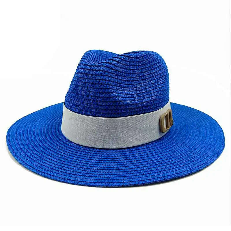 KIMLUD, Panama Jazz Cap Summer Hats For Women Men New Colorful Sun Hat Outdoor Straw Hat Sun Protection Beach Hat Unisex Straw Hat 2022, 13 / China / 56-58cm, KIMLUD Womens Clothes
