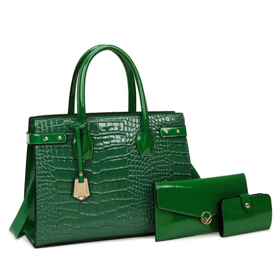 Pantent Leather Women Messenger Bags Crocodile Female Crossbody Shoulder Hand bags For Women 2022 High Quality Ladies Handbags - KIMLUD