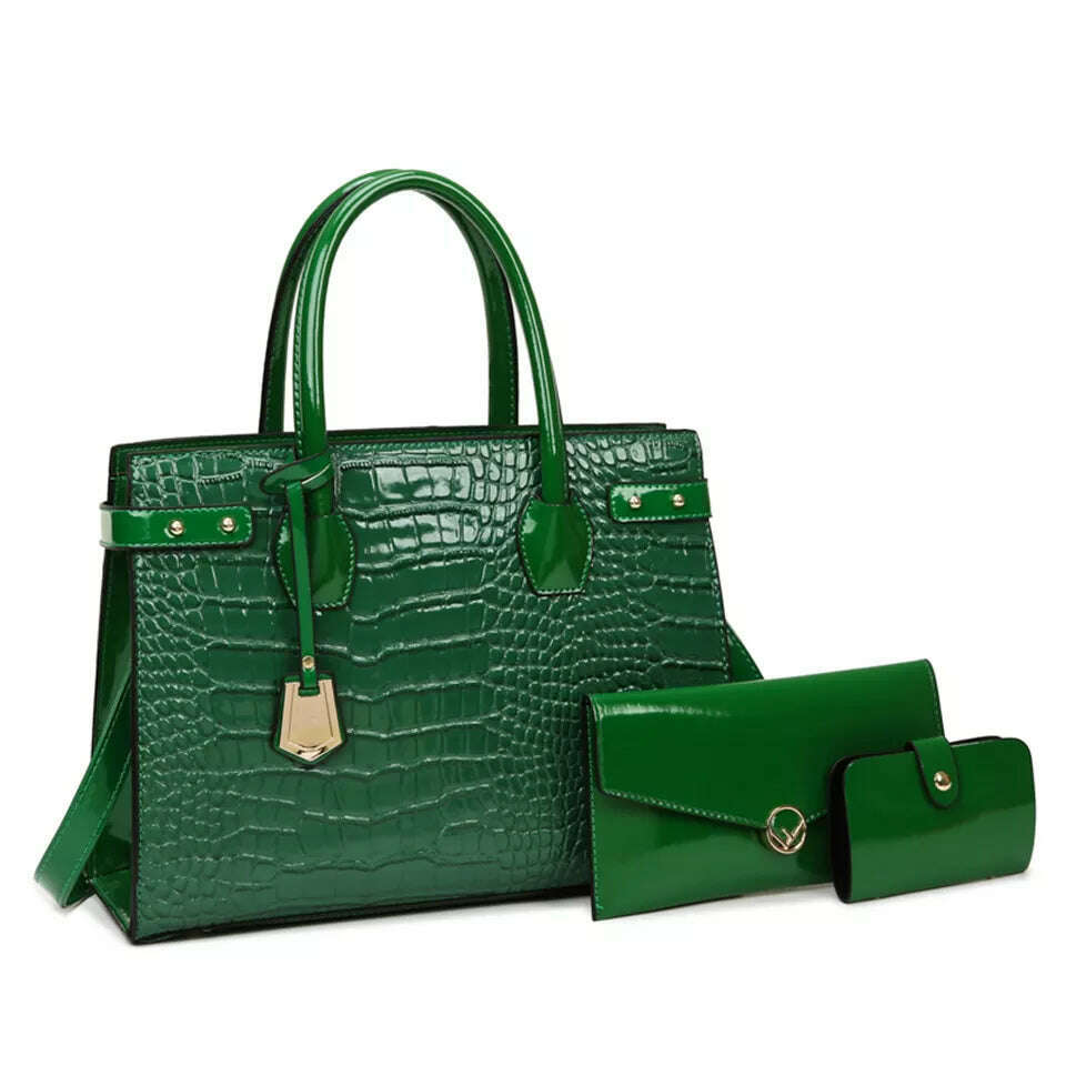 Pantent Leather Women Messenger Bags Crocodile Female Crossbody Shoulder Hand bags For Women 2022 High Quality Ladies Handbags - KIMLUD