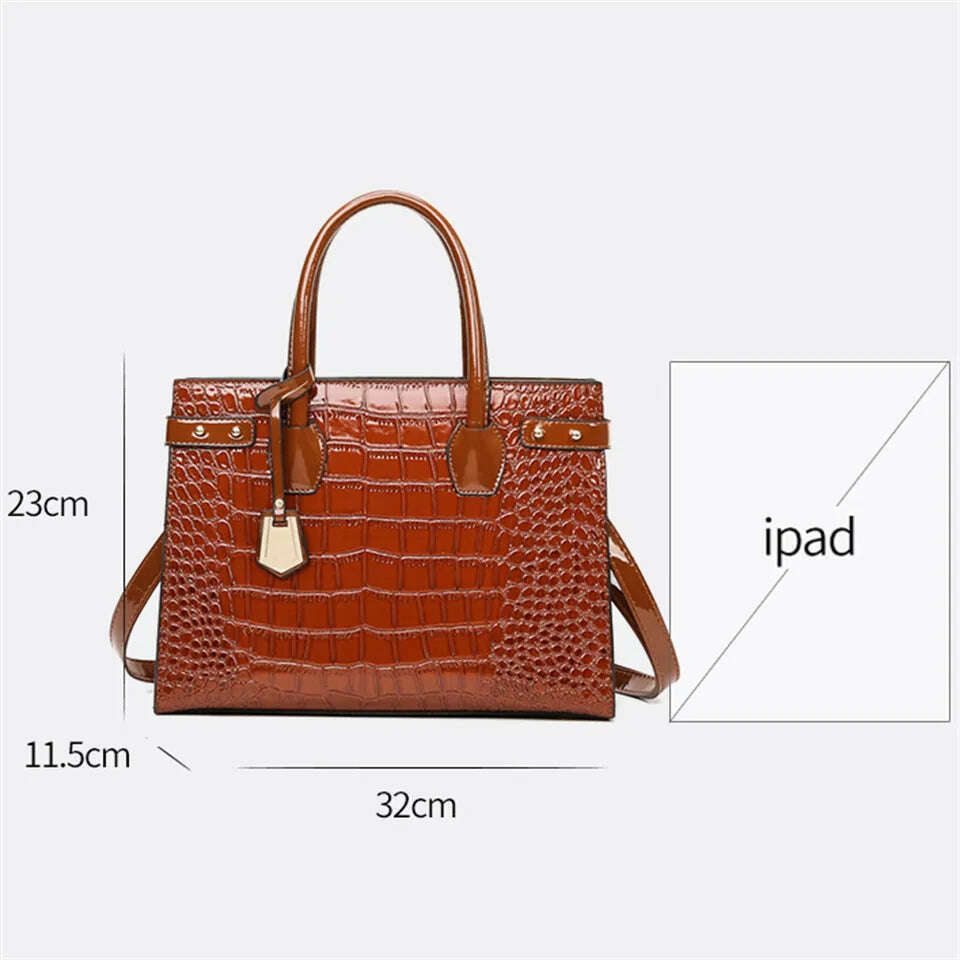 KIMLUD, Pantent Leather Women Messenger Bags Crocodile Female Crossbody Shoulder Hand bags For Women 2022 High Quality Ladies Handbags, KIMLUD Womens Clothes