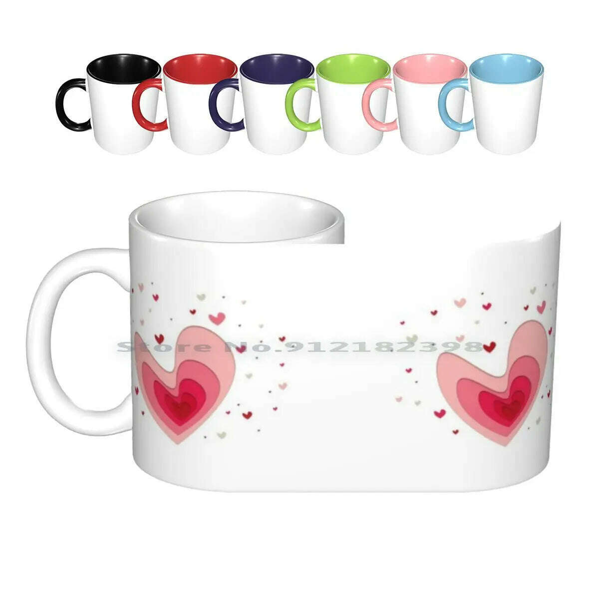 KIMLUD, Papercut-Hearts Ceramic Mugs Coffee Cups Milk Tea Mug Heart Hearts Papercut Pink Red Love Mother Day Saint Valentin Romantic, KIMLUD Womens Clothes