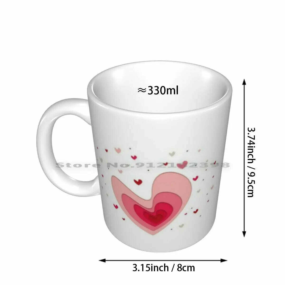 KIMLUD, Papercut-Hearts Ceramic Mugs Coffee Cups Milk Tea Mug Heart Hearts Papercut Pink Red Love Mother Day Saint Valentin Romantic, KIMLUD Womens Clothes