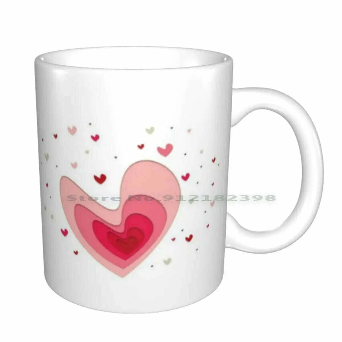 KIMLUD, Papercut-Hearts Ceramic Mugs Coffee Cups Milk Tea Mug Heart Hearts Papercut Pink Red Love Mother Day Saint Valentin Romantic, KIMLUD Women's Clothes