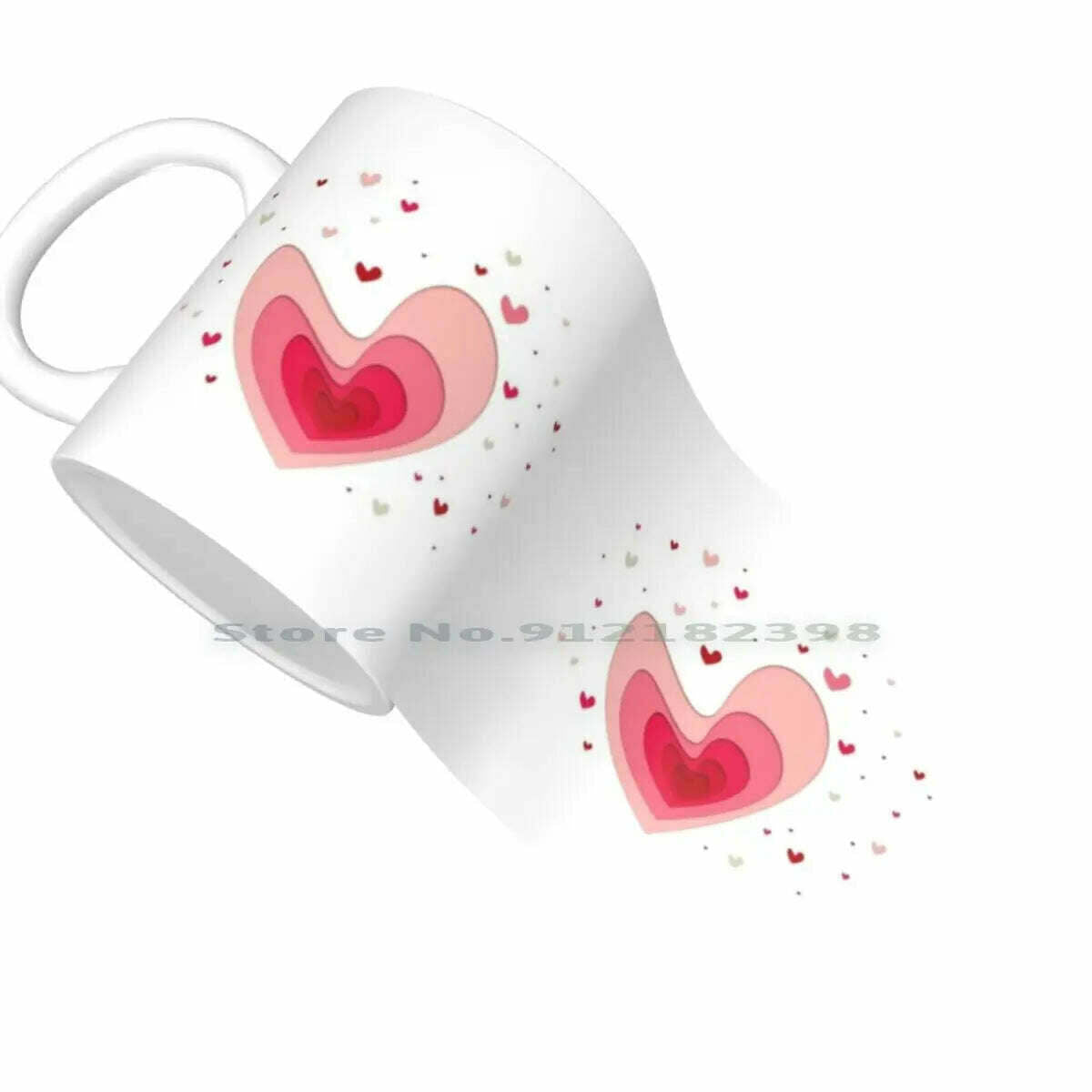 KIMLUD, Papercut-Hearts Ceramic Mugs Coffee Cups Milk Tea Mug Heart Hearts Papercut Pink Red Love Mother Day Saint Valentin Romantic, KIMLUD Women's Clothes