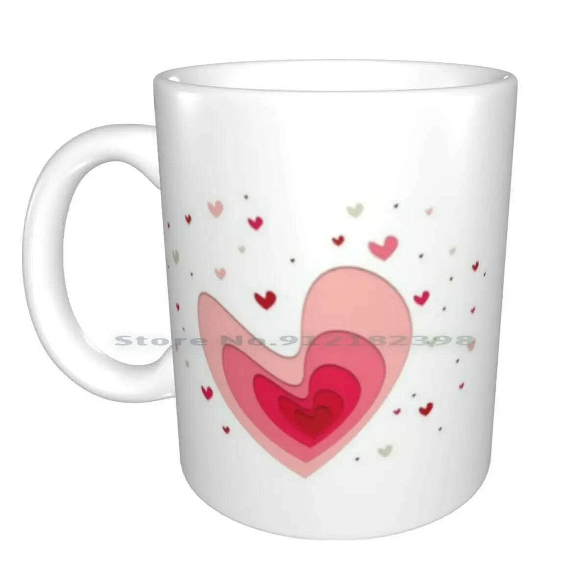KIMLUD, Papercut-Hearts Ceramic Mugs Coffee Cups Milk Tea Mug Heart Hearts Papercut Pink Red Love Mother Day Saint Valentin Romantic, Total White Mug / One Size, KIMLUD Women's Clothes