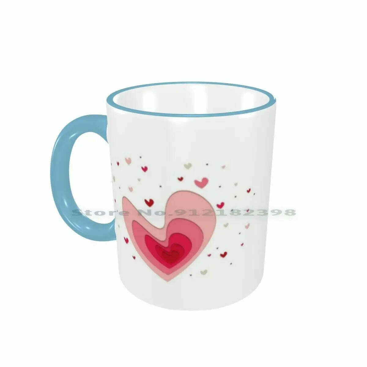 KIMLUD, Papercut-Hearts Ceramic Mugs Coffee Cups Milk Tea Mug Heart Hearts Papercut Pink Red Love Mother Day Saint Valentin Romantic, Border SkyBlue Mug / One Size, KIMLUD Womens Clothes