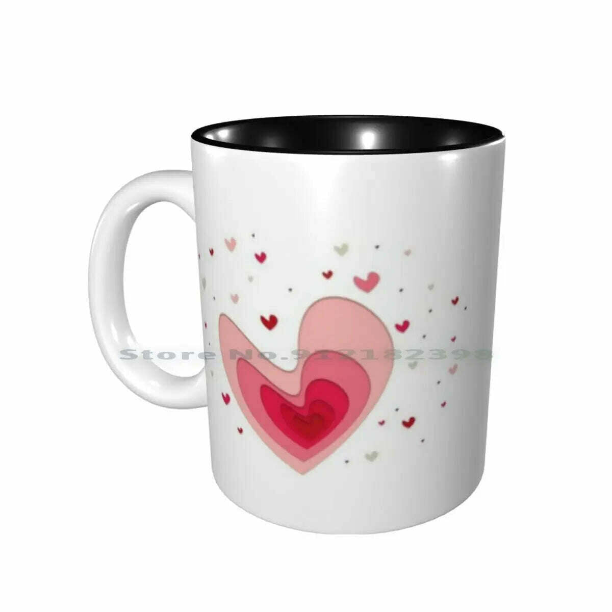 KIMLUD, Papercut-Hearts Ceramic Mugs Coffee Cups Milk Tea Mug Heart Hearts Papercut Pink Red Love Mother Day Saint Valentin Romantic, Inside Black Mug / One Size, KIMLUD Womens Clothes