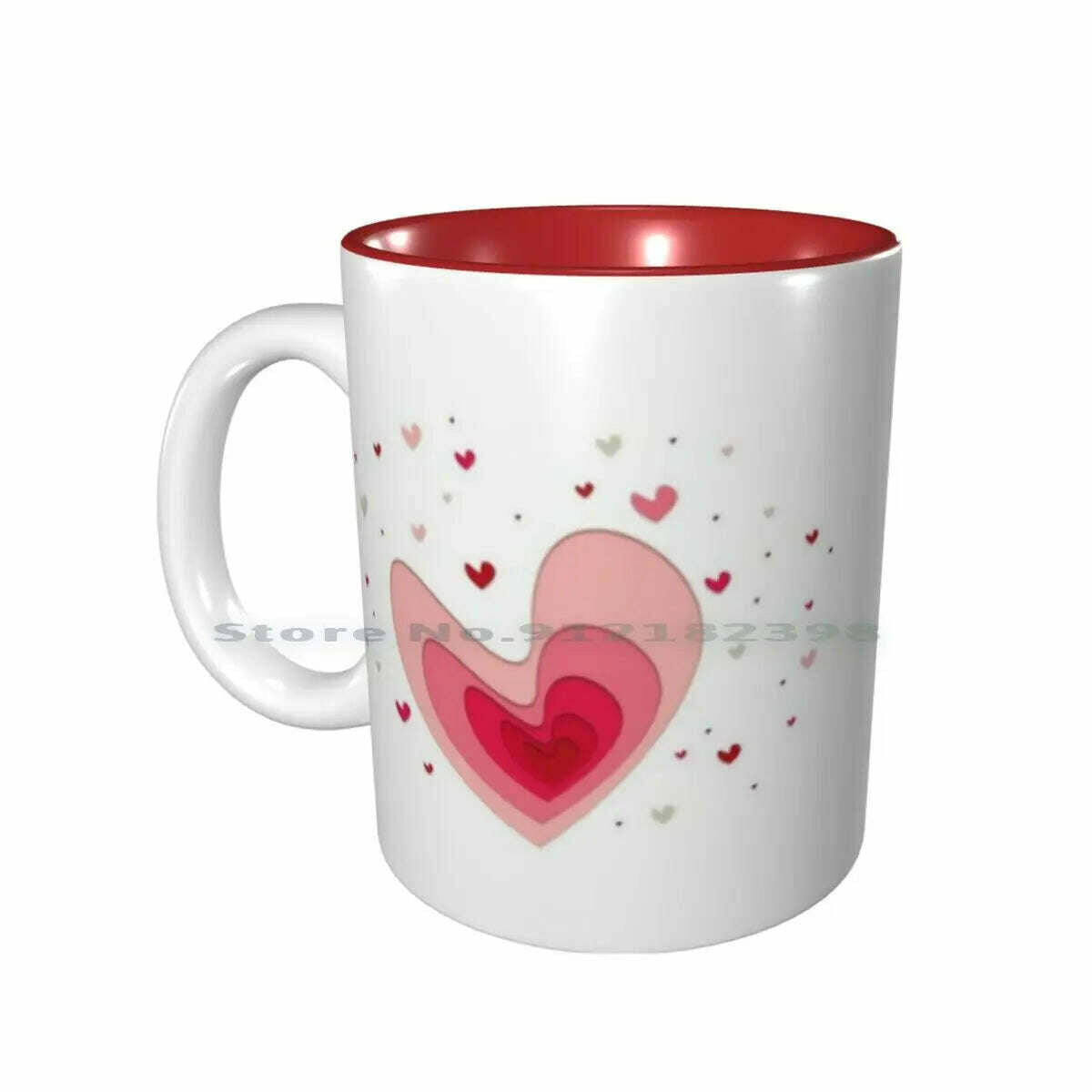 KIMLUD, Papercut-Hearts Ceramic Mugs Coffee Cups Milk Tea Mug Heart Hearts Papercut Pink Red Love Mother Day Saint Valentin Romantic, Inside Red Mug / One Size, KIMLUD Women's Clothes