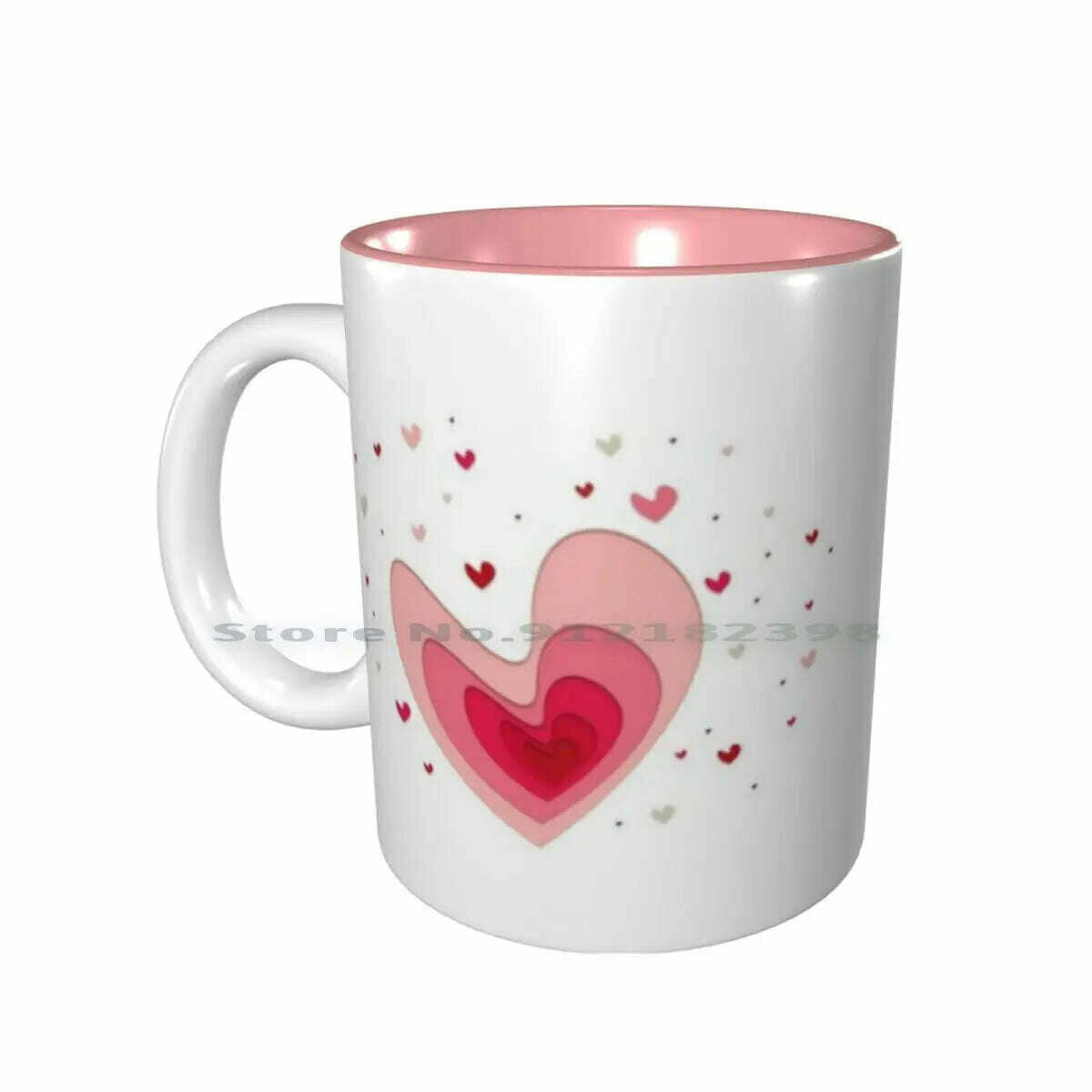 KIMLUD, Papercut-Hearts Ceramic Mugs Coffee Cups Milk Tea Mug Heart Hearts Papercut Pink Red Love Mother Day Saint Valentin Romantic, Inside Pink Mug / One Size, KIMLUD Womens Clothes