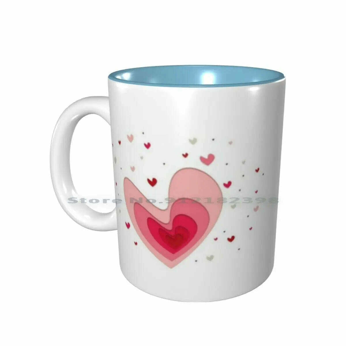 KIMLUD, Papercut-Hearts Ceramic Mugs Coffee Cups Milk Tea Mug Heart Hearts Papercut Pink Red Love Mother Day Saint Valentin Romantic, Inside SkyBlue Mug / One Size, KIMLUD Womens Clothes