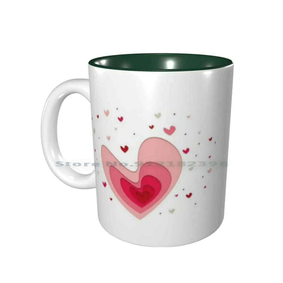 KIMLUD, Papercut-Hearts Ceramic Mugs Coffee Cups Milk Tea Mug Heart Hearts Papercut Pink Red Love Mother Day Saint Valentin Romantic, Inside Forest Mug / One Size, KIMLUD Womens Clothes