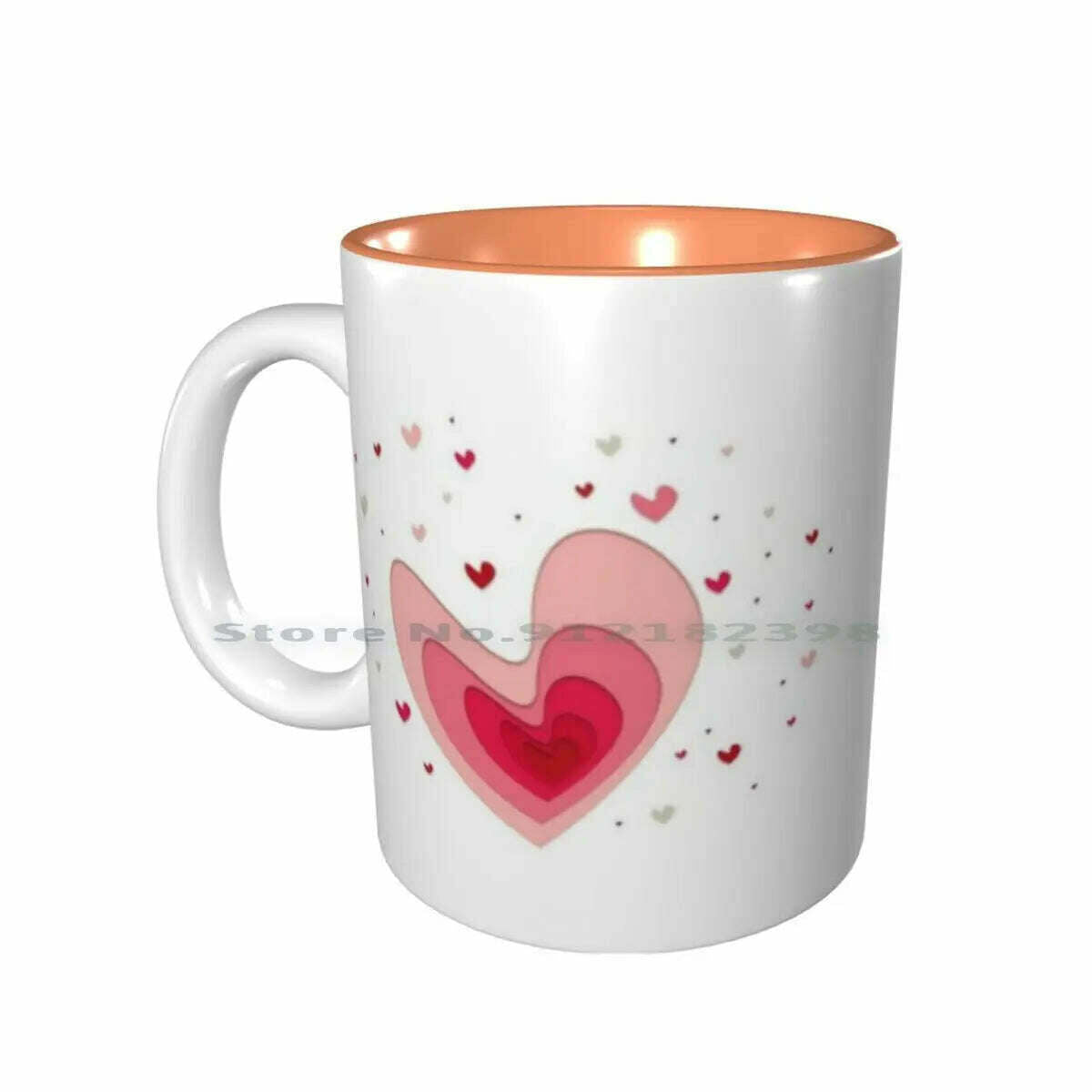 KIMLUD, Papercut-Hearts Ceramic Mugs Coffee Cups Milk Tea Mug Heart Hearts Papercut Pink Red Love Mother Day Saint Valentin Romantic, Inside Orange Mug / One Size, KIMLUD Womens Clothes